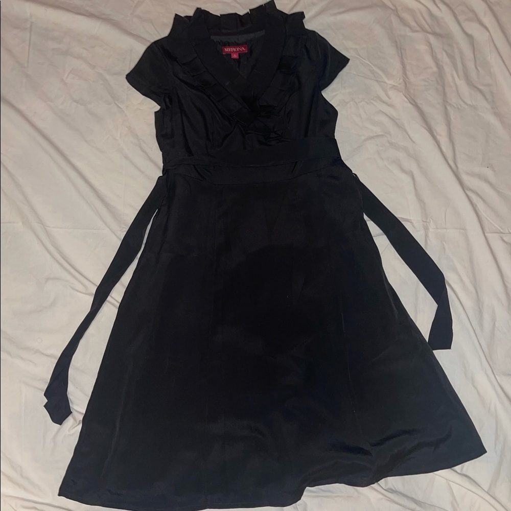 Women’s Black Collar Ruffle Dress